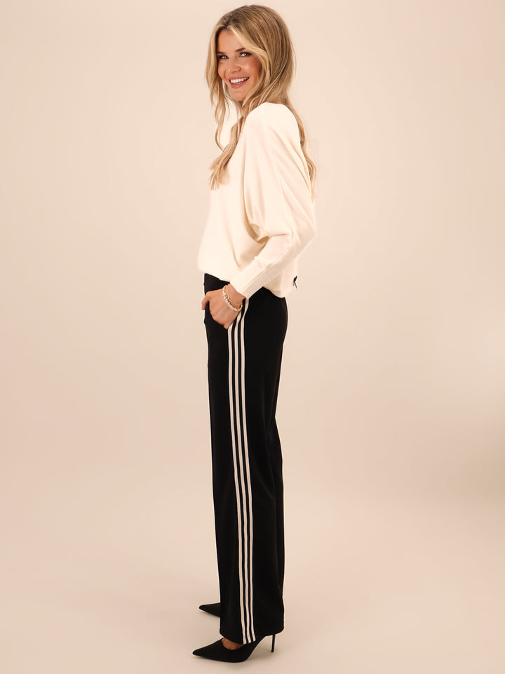 Kate & Pippa Nicks Stripe Trousers In Black-Nicola Ross