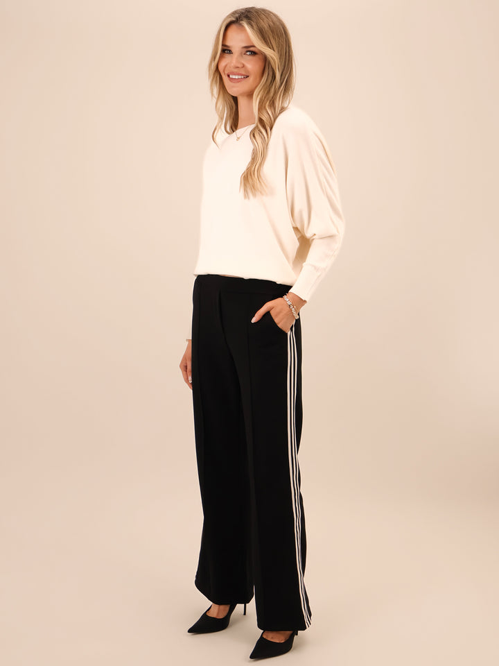 Kate & Pippa Nicks Stripe Trousers In Black-Nicola Ross