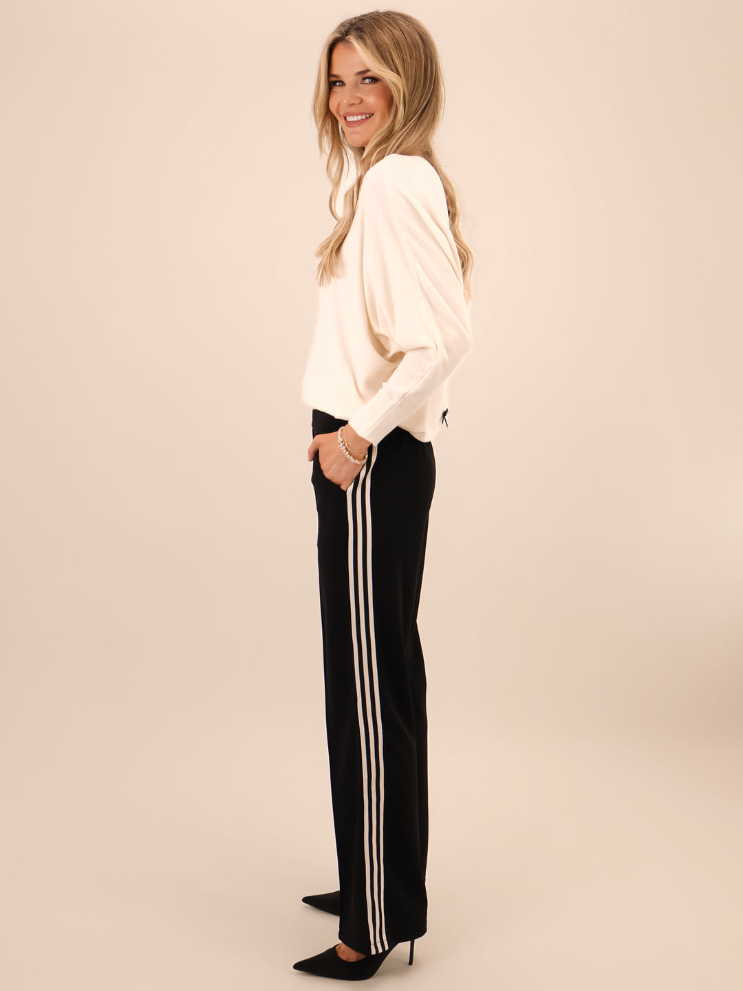 Kate & Pippa Nicks Stripe Trousers In Black-Nicola Ross