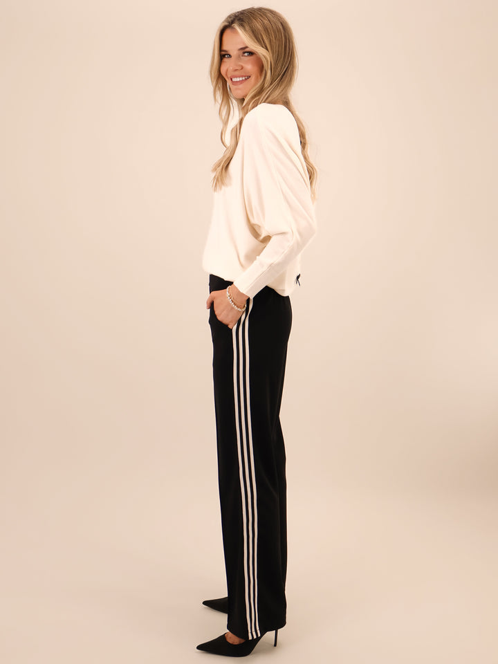 Kate & Pippa Nicks Stripe Trousers In Black-Nicola Ross