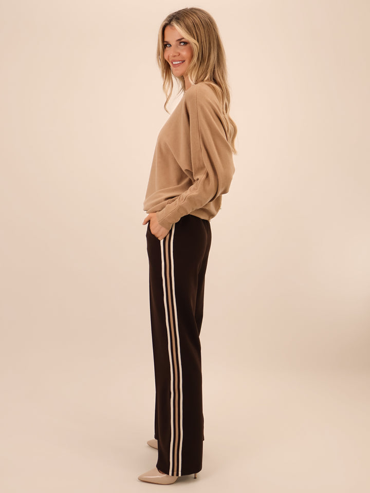 Kate & Pippa Nicks Stripe Trousers In Brown-Nicola Ross