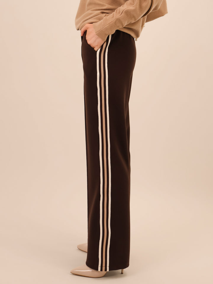 Kate & Pippa Nicks Stripe Trousers In Brown-Nicola Ross