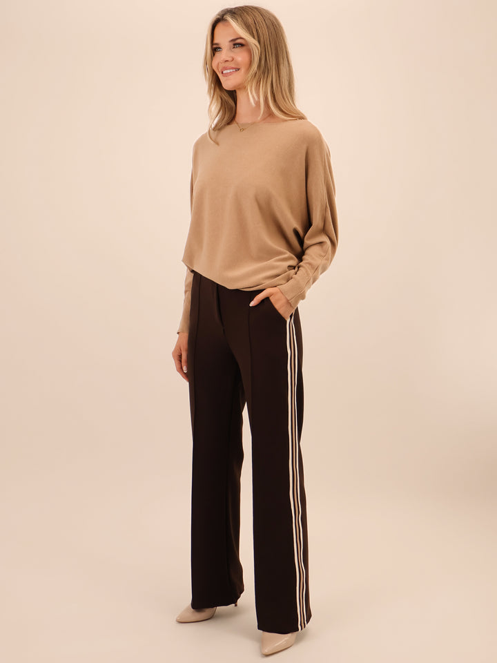 Kate & Pippa Nicks Stripe Trousers In Brown-Nicola Ross