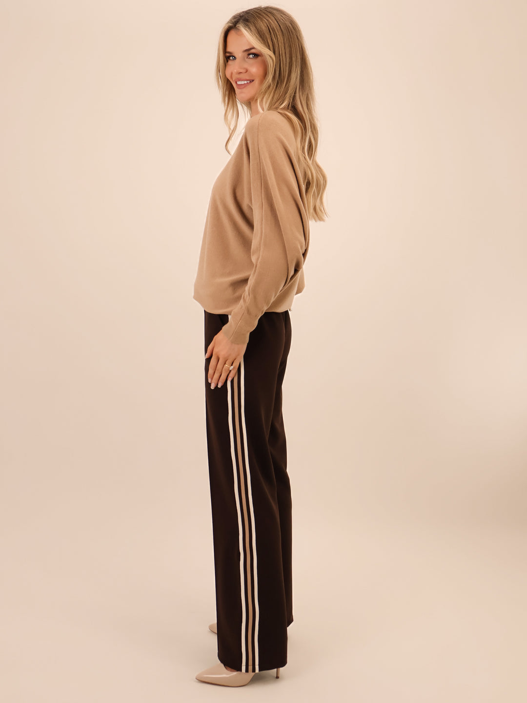 Kate & Pippa Nicks Stripe Trousers In Brown-Nicola Ross