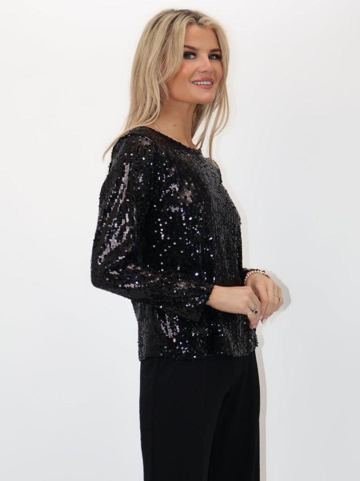 Kate & Pippa Noelle Top In Black Sparkle-Nicola Ross