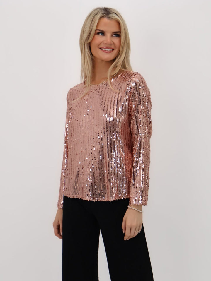 Kate & Pippa Noelle Top In Rose Gold Sparkle-Nicola Ross