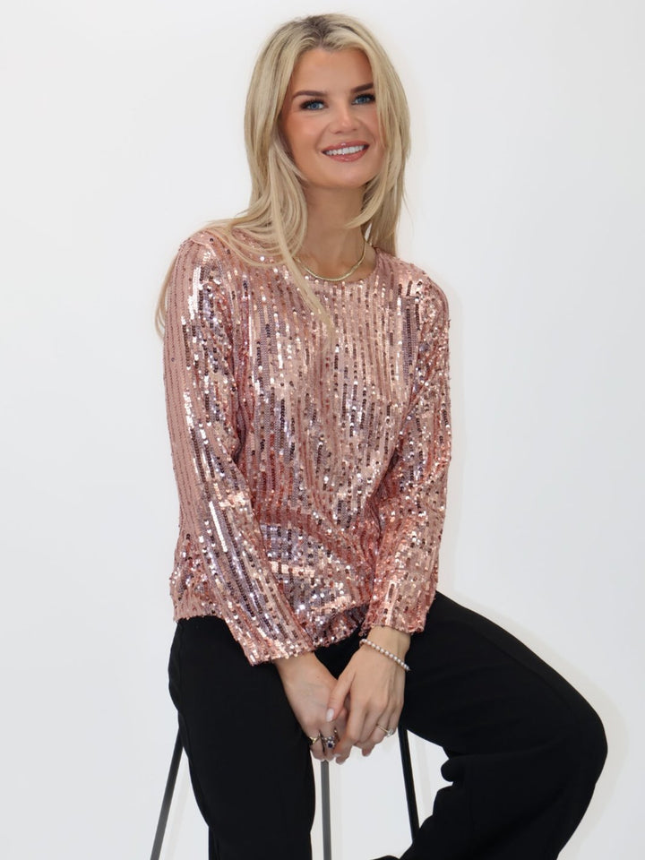 Kate & Pippa Noelle Top In Rose Gold Sparkle-Nicola Ross