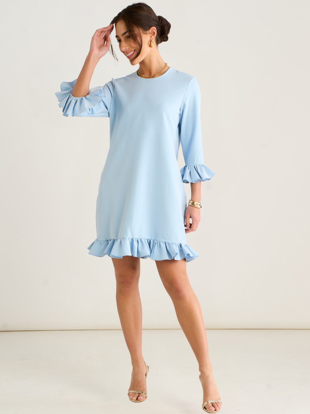 Kate & Pippa Olivia Mini Dress In Blue-Occasion Wear-Guest of the wedding-Nicola Ross