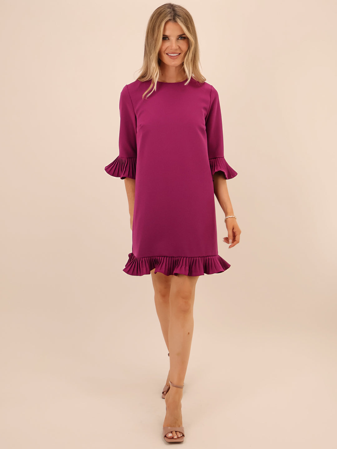 Kate & Pippa Olivia Mini Dress In Magenta-Nicola Ross