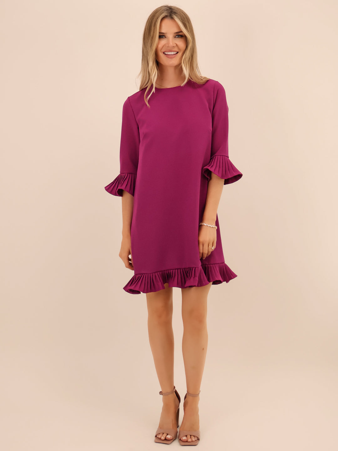 Kate & Pippa Olivia Mini Dress In Magenta-Nicola Ross