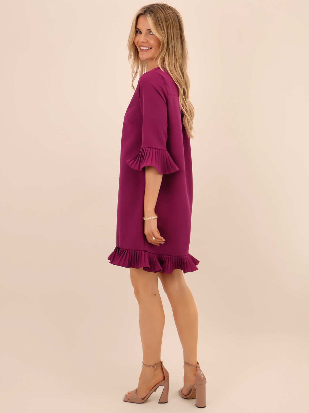 Kate & Pippa Olivia Mini Dress In Magenta-Nicola Ross