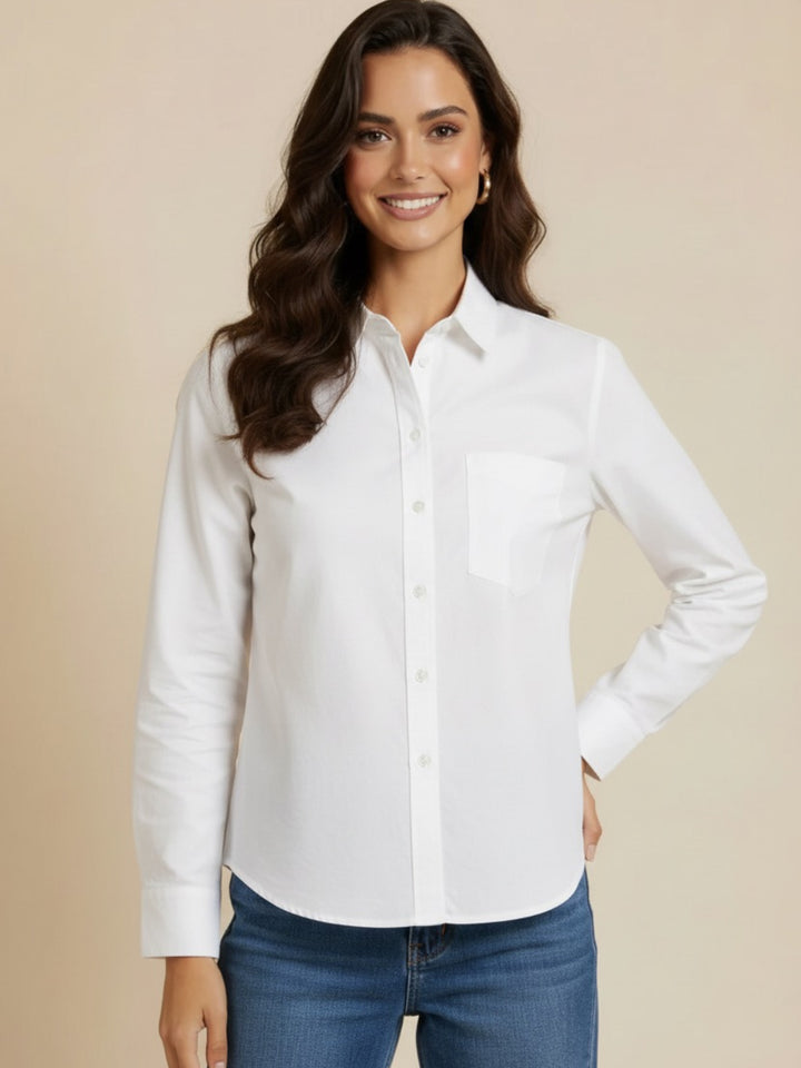 Kate & Pippa Oxford Shirt In White-Nicola Ross