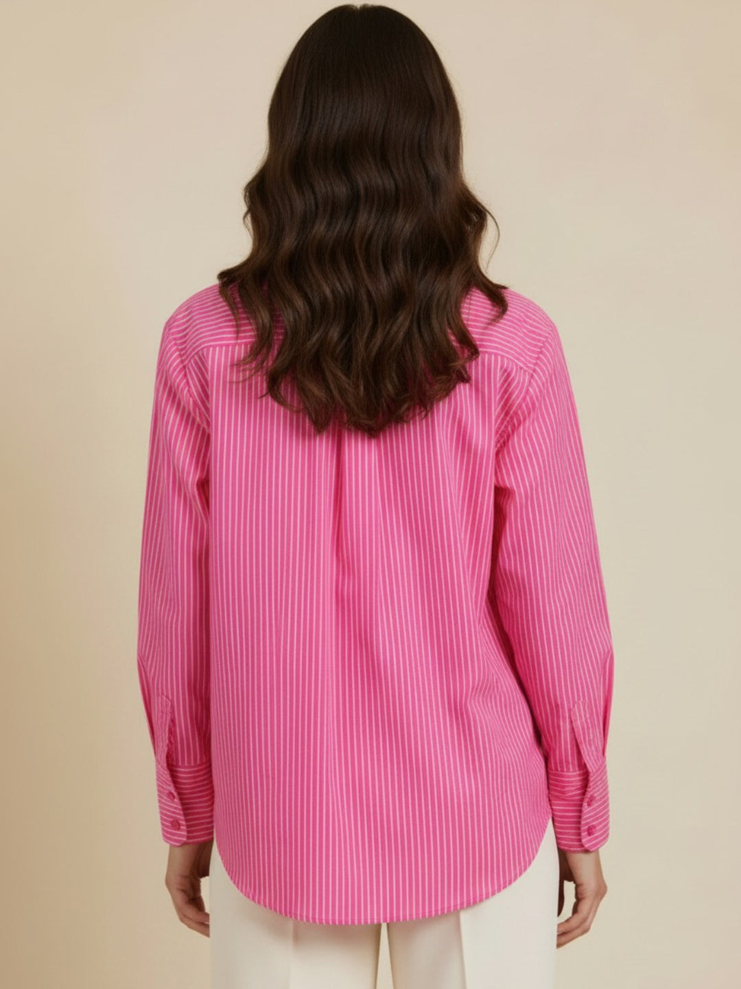 Kate & Pippa Oxford Striped Shirt In Cerise Pink-Nicola Ross
