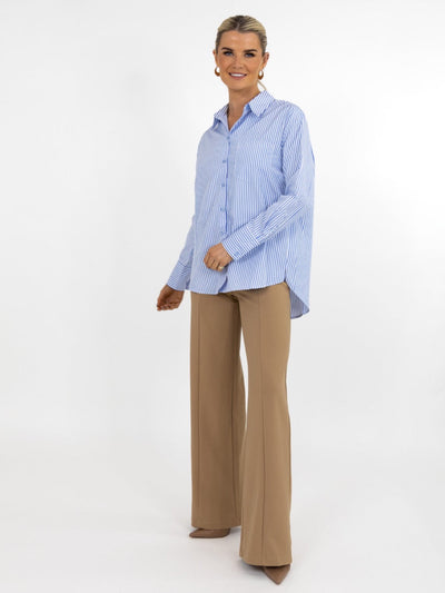 Kate & Pippa Oxford Striped Shirt In Light Blue-Nicola Ross