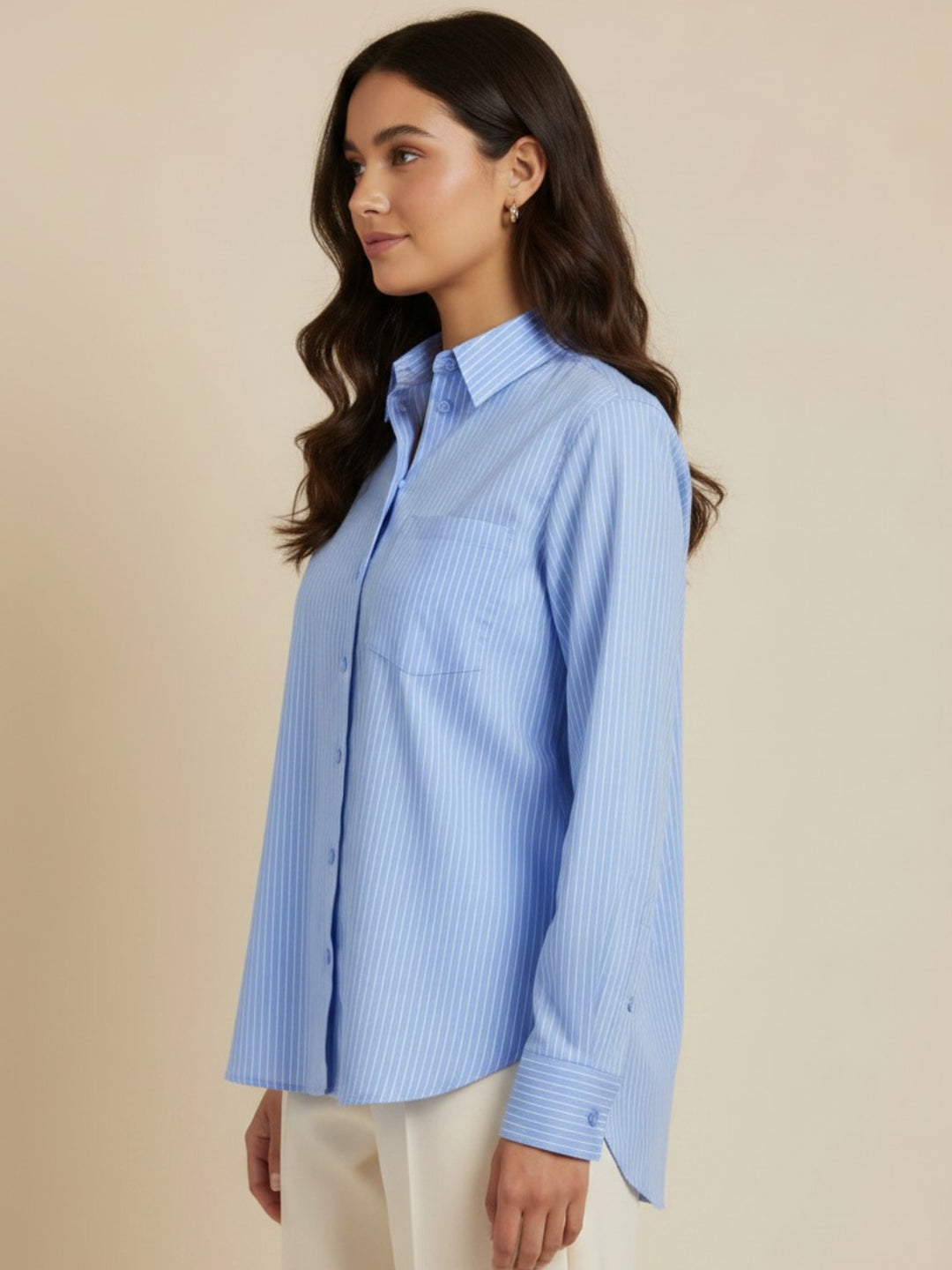 Kate & Pippa Oxford Striped Shirt In Light Blue-Nicola Ross