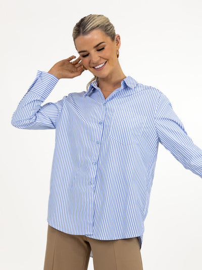 Kate & Pippa Oxford Striped Shirt In Light Blue-Nicola Ross
