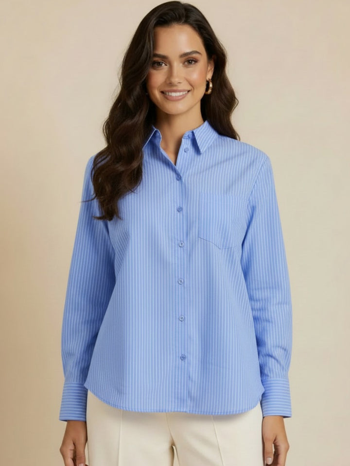 Kate & Pippa Oxford Striped Shirt In Light Blue-Nicola Ross