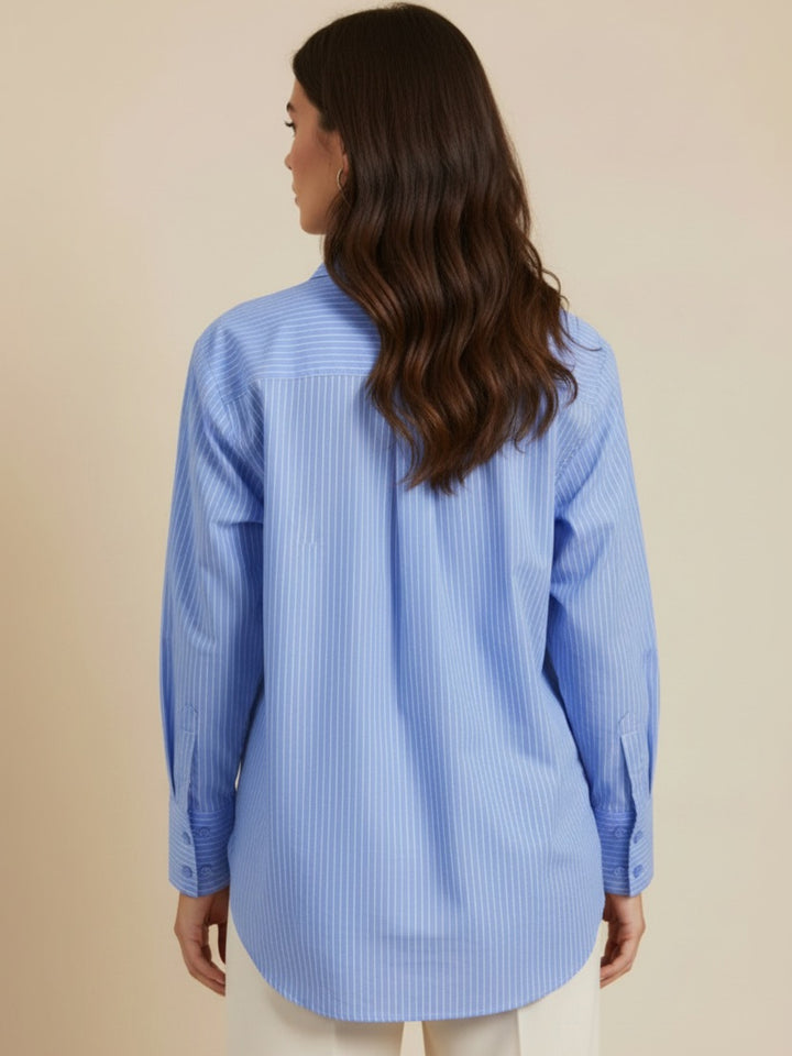 Kate & Pippa Oxford Striped Shirt In Light Blue-Nicola Ross