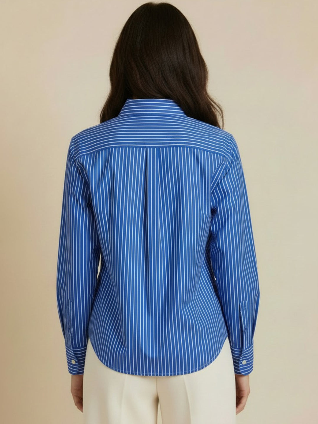 Kate & Pippa Oxford Striped Shirt In Navy Blue-Nicola Ross