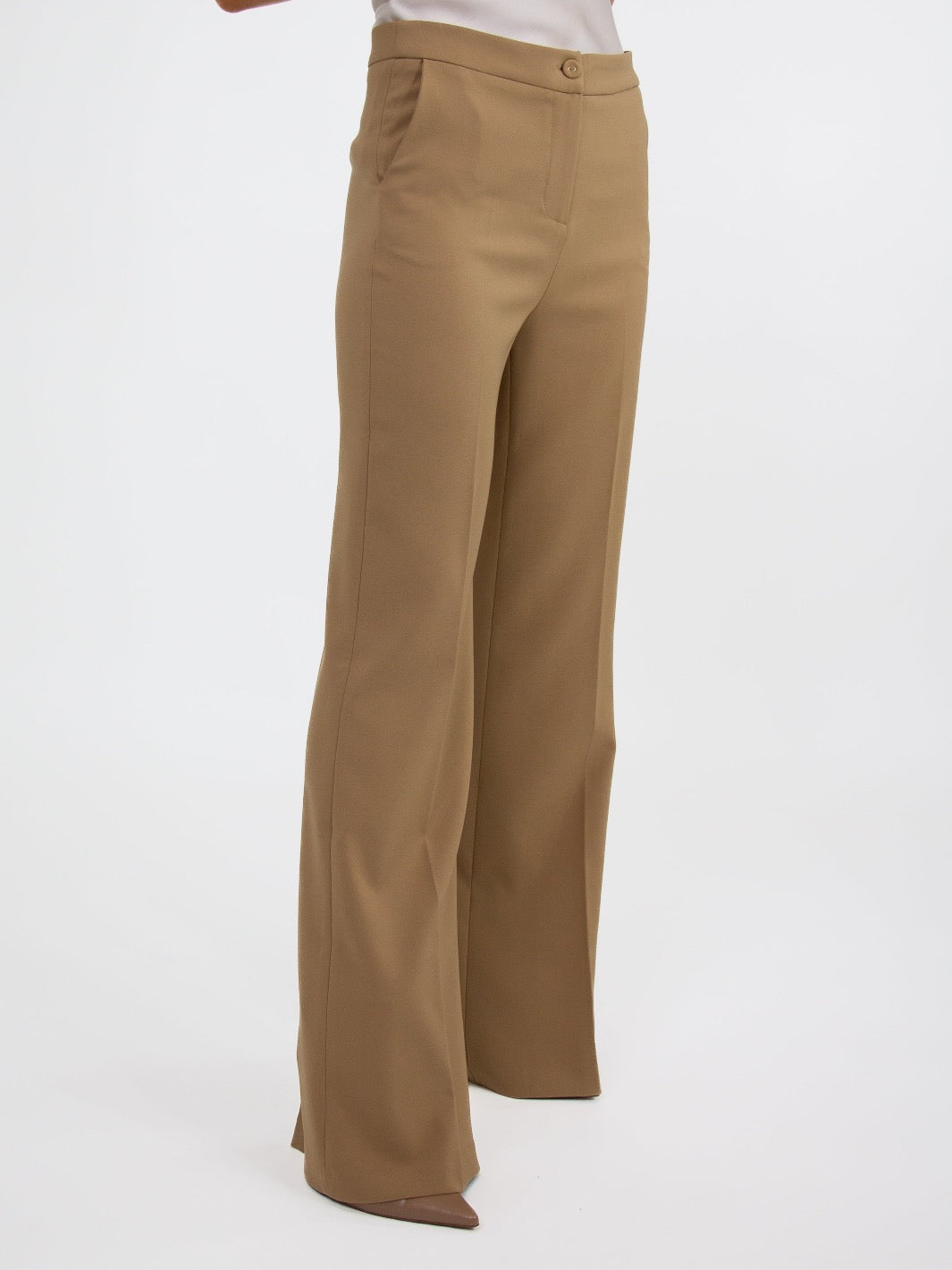 Kate & Pippa Palermo Wide Leg Trousers In Tan-Nicola Ross