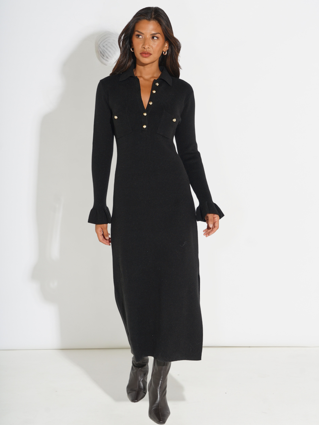 Kate & Pippa Payton Knit Dress In Black-Nicola Ross