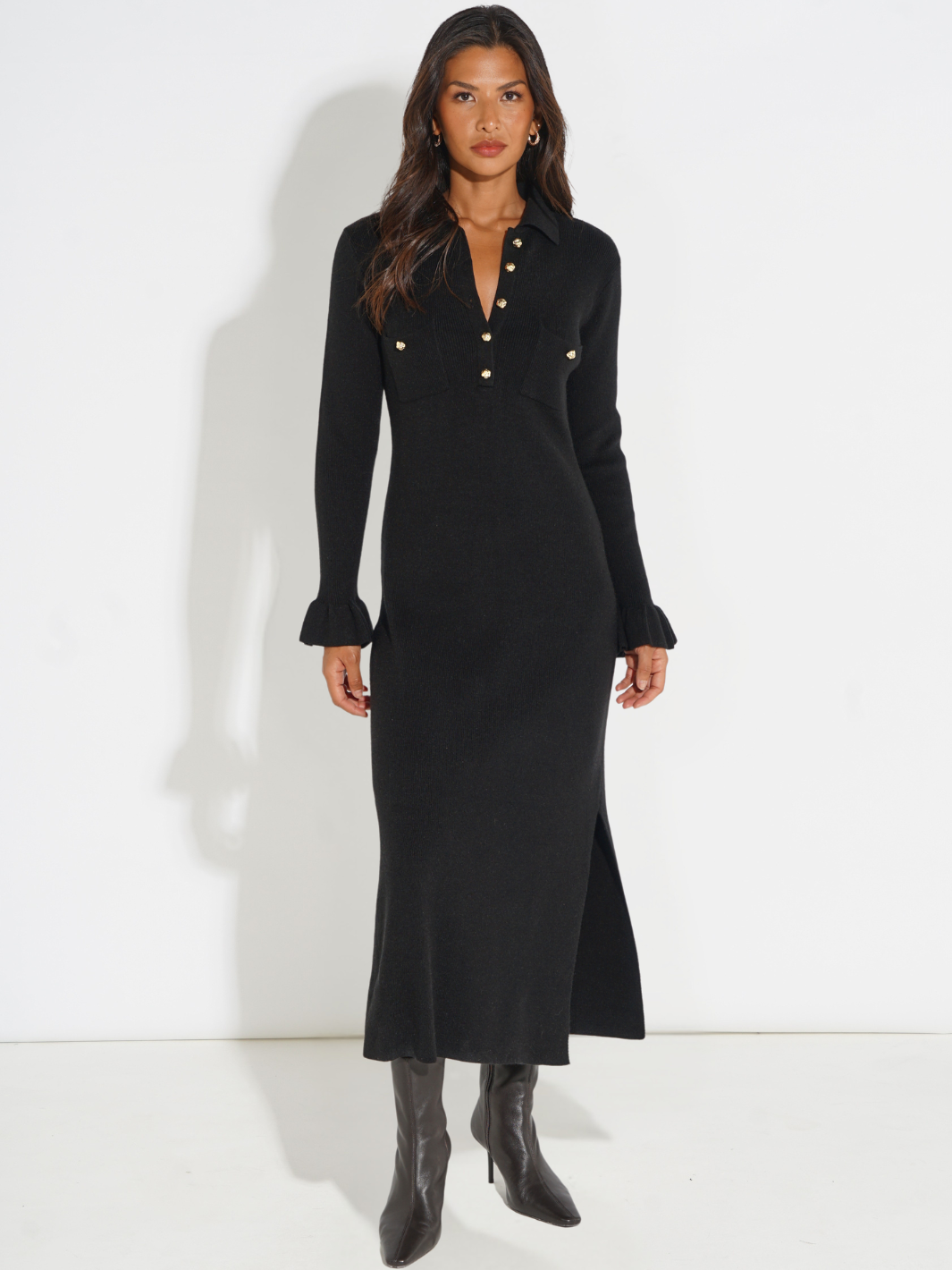 Kate & Pippa Payton Knit Dress In Black-Nicola Ross