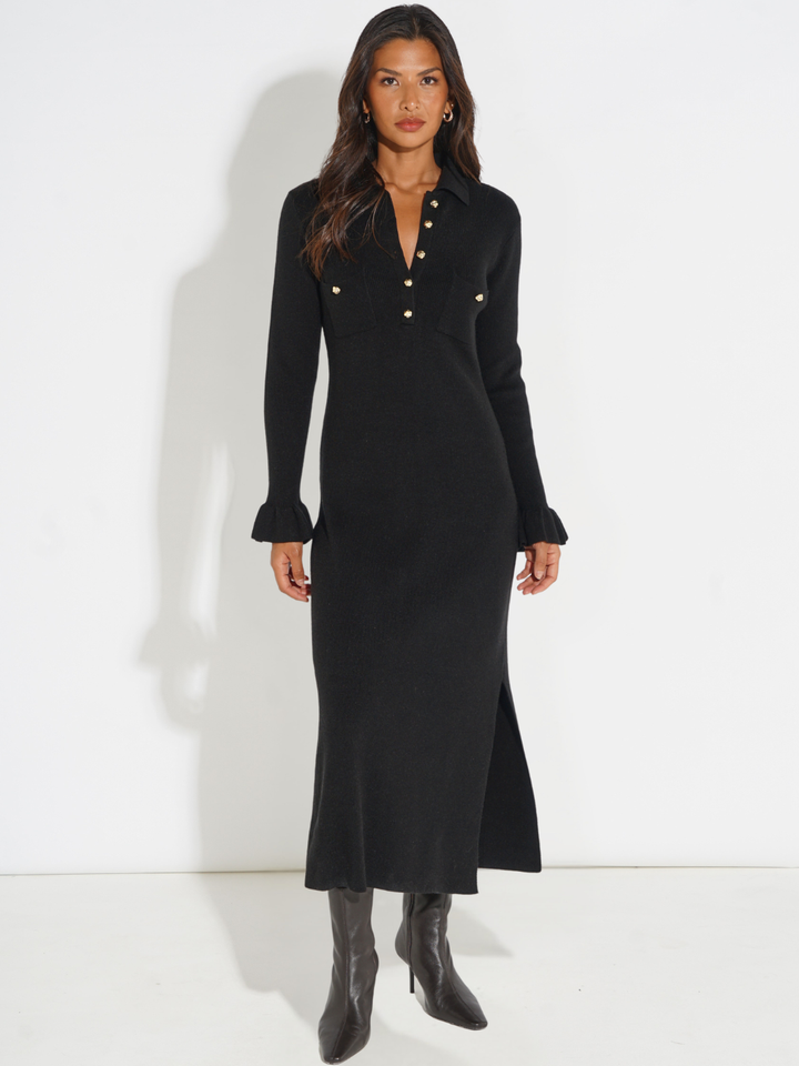 Kate & Pippa Payton Knit Dress In Black-Nicola Ross