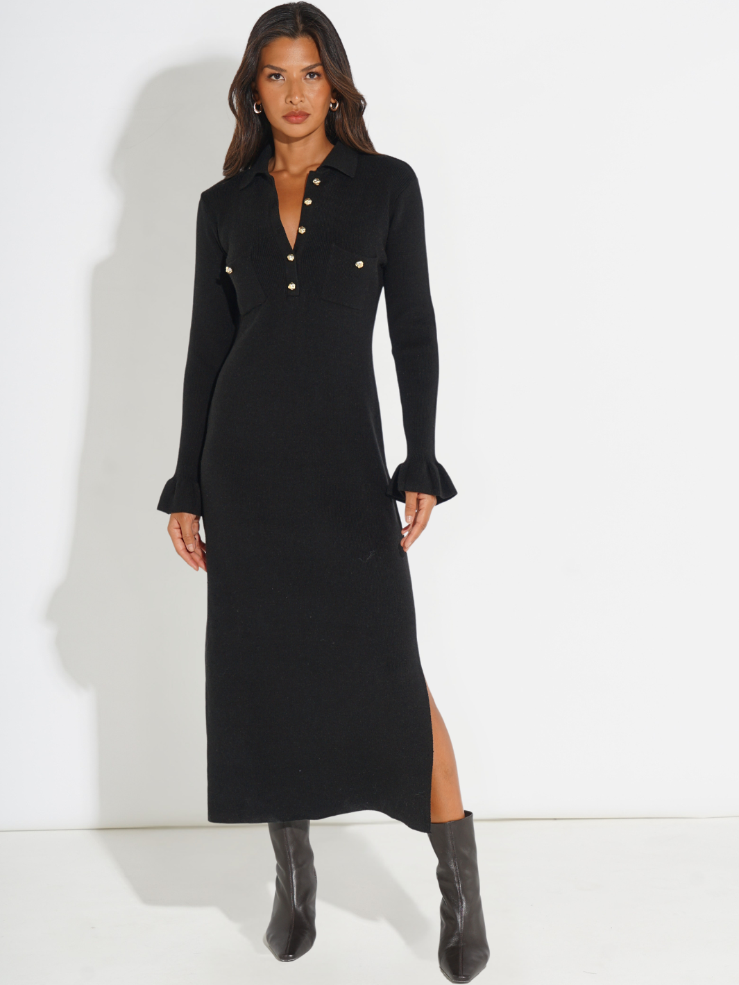 Kate & Pippa Payton Knit Dress In Black-Nicola Ross