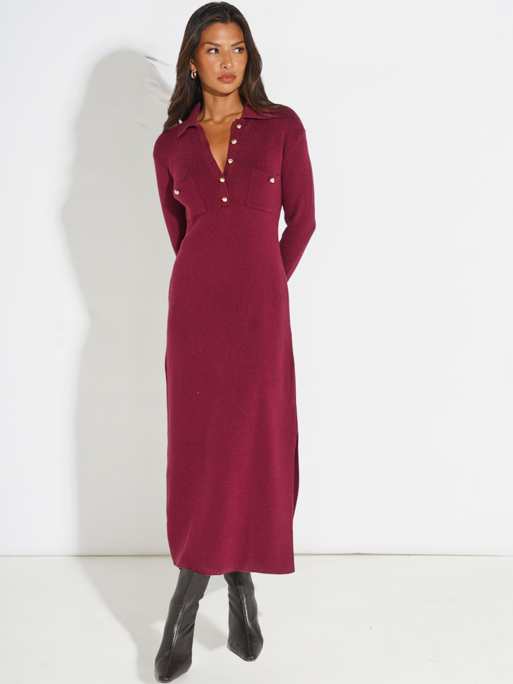 Kate & Pippa Payton Knit Dress In Plum-Nicola Ross