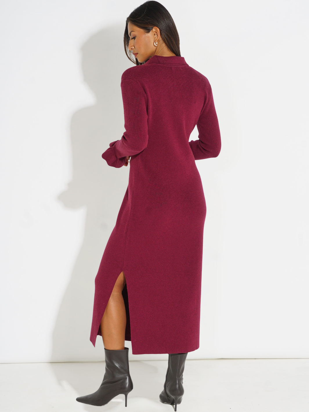 Kate & Pippa Payton Knit Dress In Plum-Nicola Ross