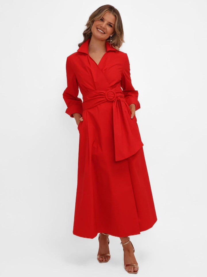 Kate & Pippa Penelope Midi Dress In Red-Nicola Ross
