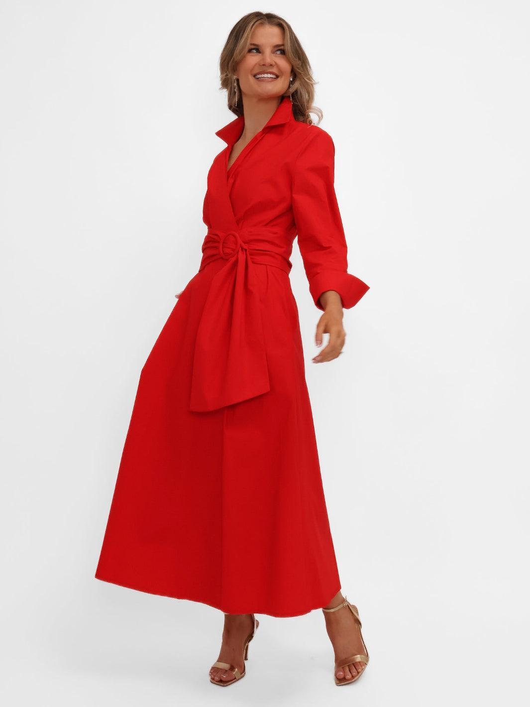Kate & Pippa Penelope Midi Dress In Red-Nicola Ross