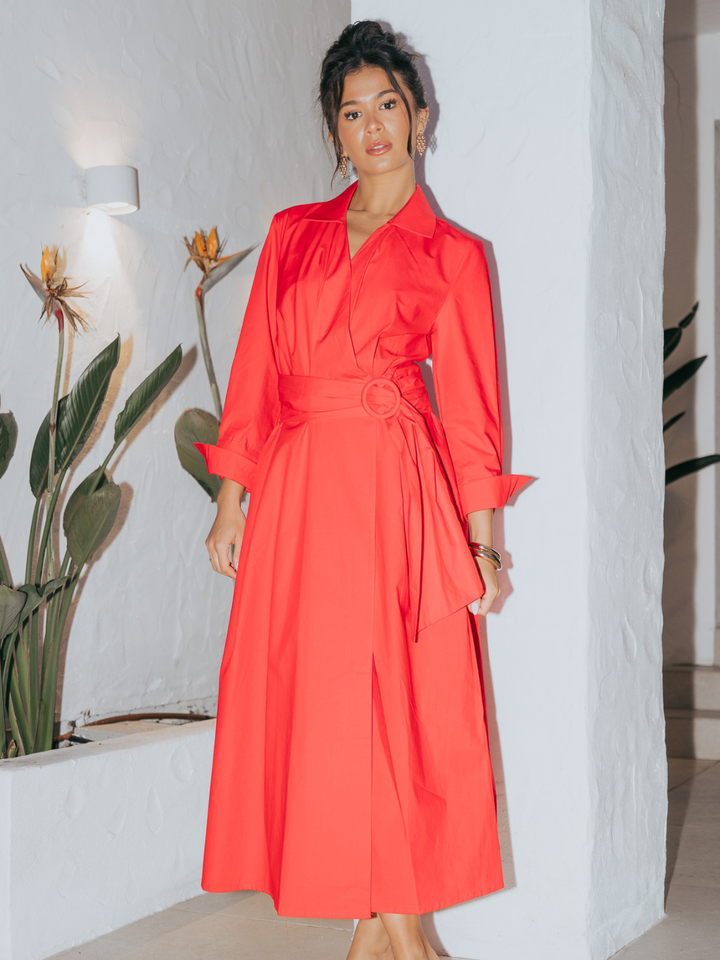 Kate & Pippa Penelope Midi Dress In Red-Occasion Wear-Guest of the wedding-Nicola Ross
