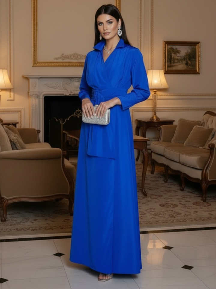 Kate & Pippa Penelope Taffeta Maxi Dress In Blue-Nicola Ross