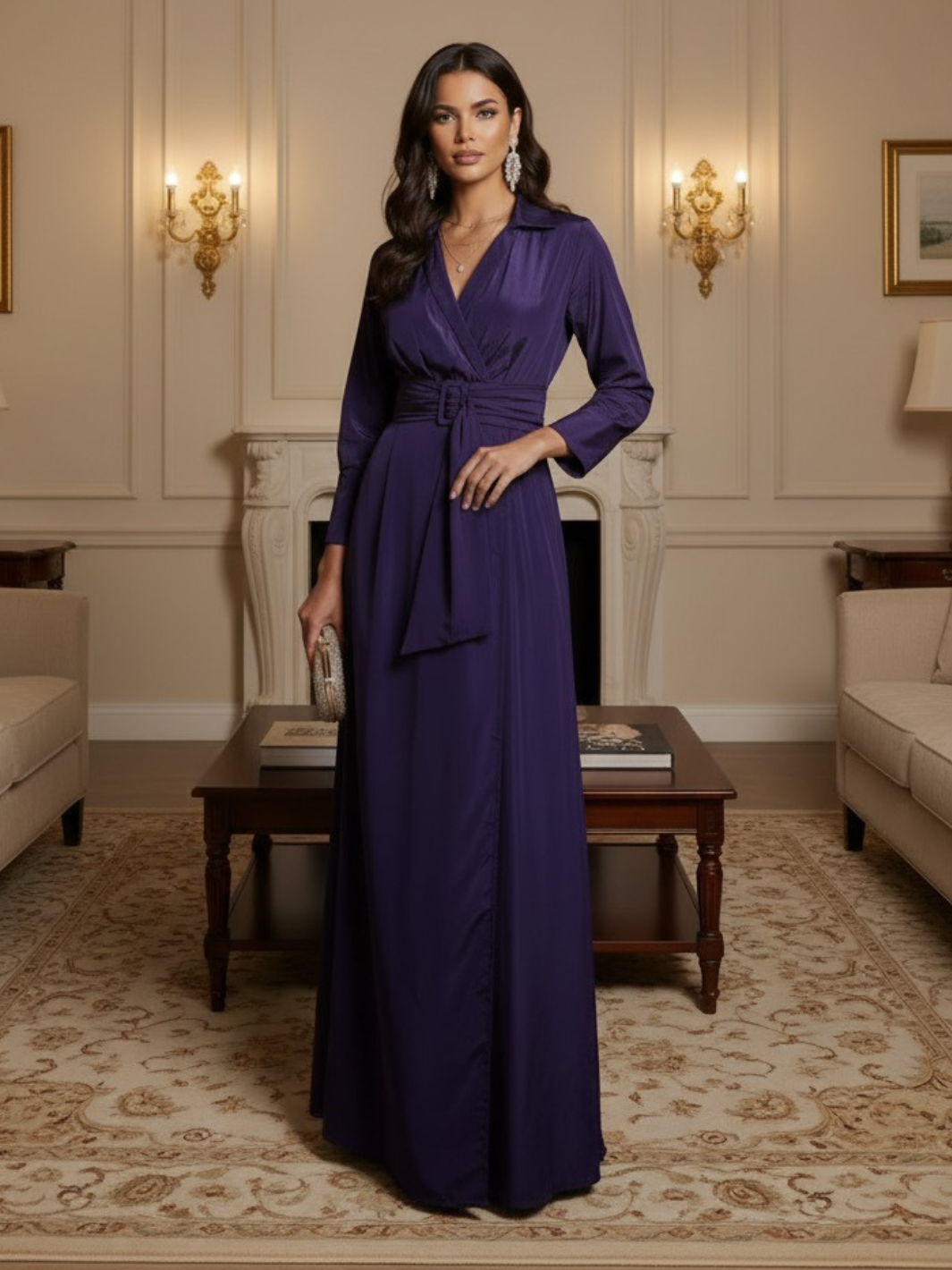 Kate & Pippa Penelope Taffeta Maxi Dress In Purple-Nicola Ross