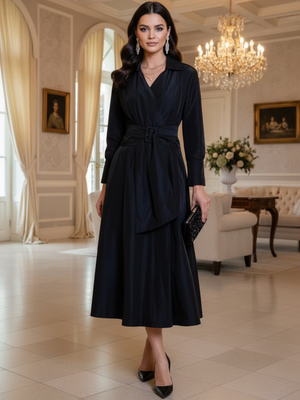 Kate & Pippa Penelope Taffeta Midi Dress In Black-Nicola Ross