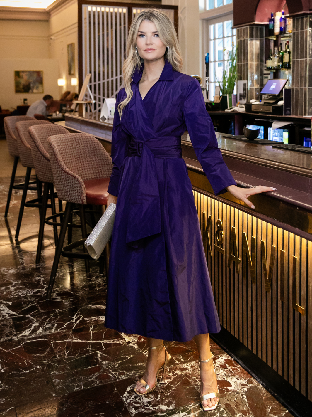 Kate & Pippa Penelope Taffeta Midi Dress In Purple-Nicola Ross