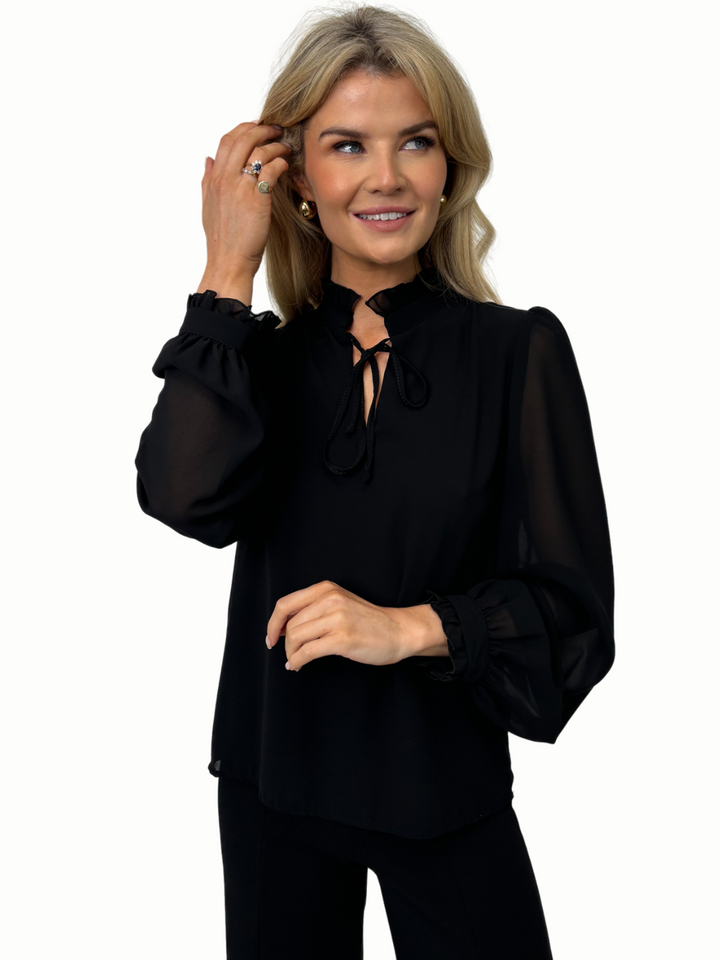 Kate & Pippa Pia Top In Black-Nicola Ross