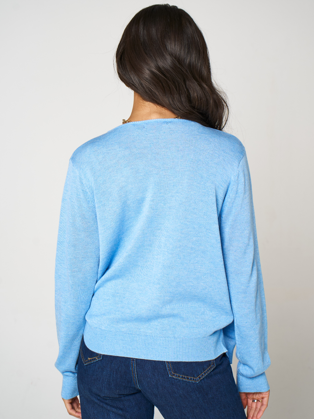 Kate & Pippa Poppy Two-In-One Cardigan In Blue-Nicola Ross