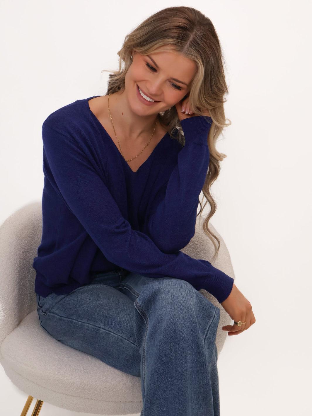 Kate & Pippa Poppy Two-In-One Cardigan In Navy-Nicola Ross
