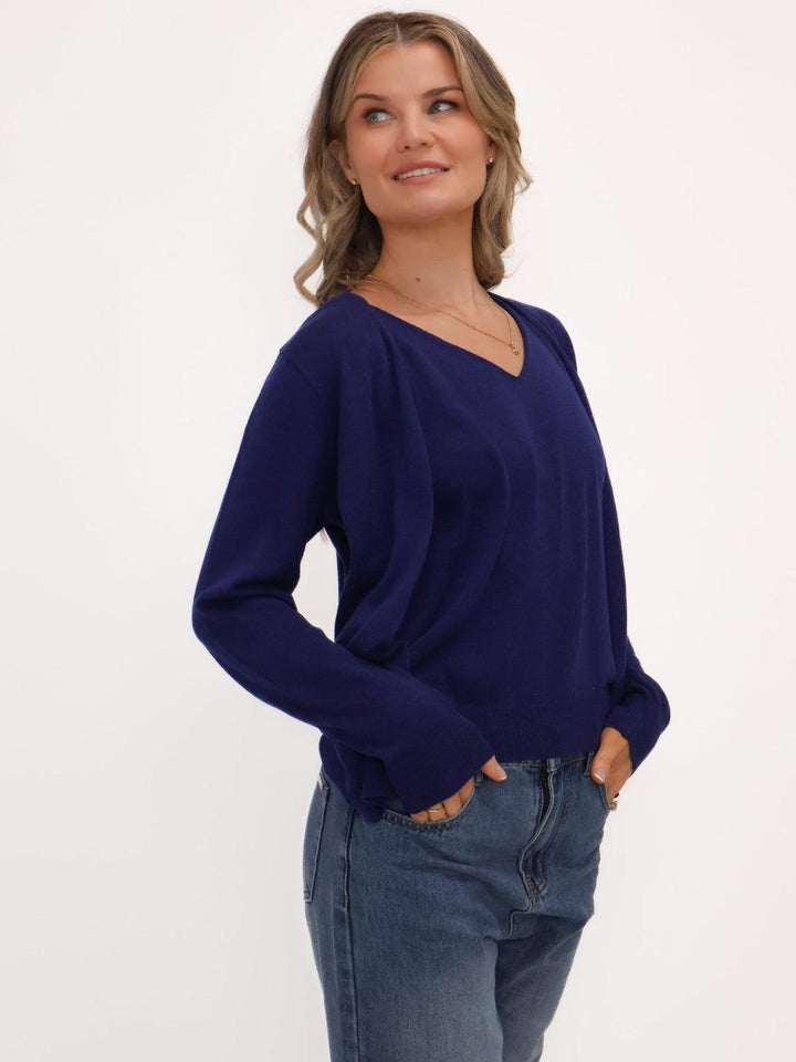 Kate & Pippa Poppy Two-In-One Cardigan In Navy-Nicola Ross