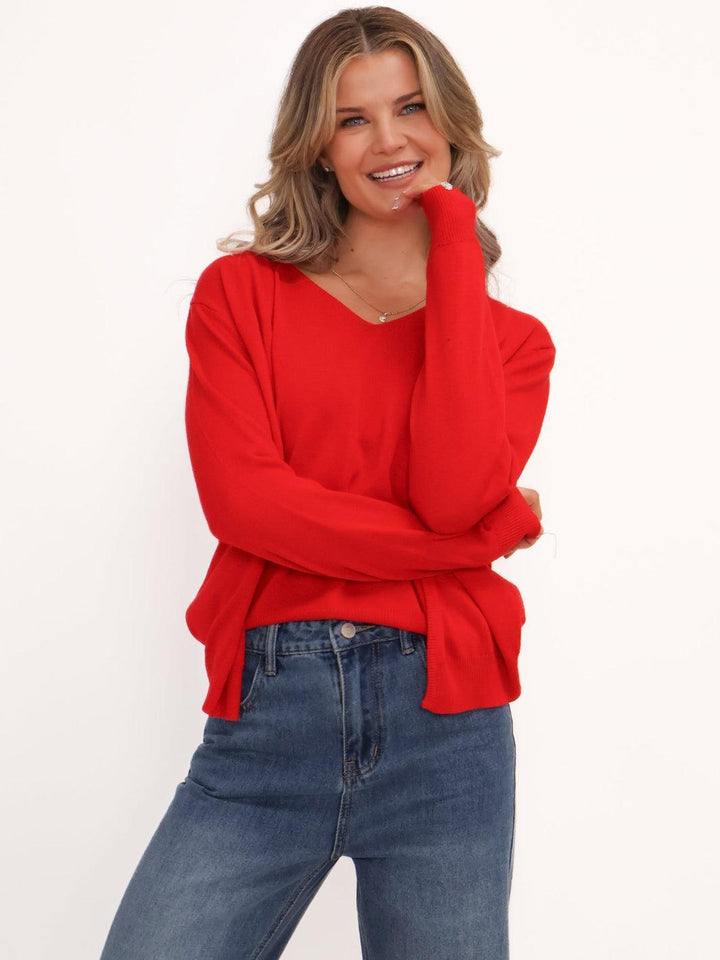 Kate & Pippa Poppy Two-In-One Cardigan In Red-Nicola Ross