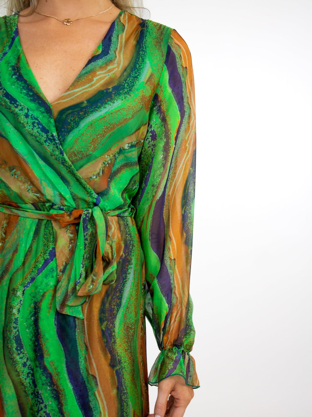 Kate & Pippa Portofino Silk Midi Dress In Green-Nicola Ross