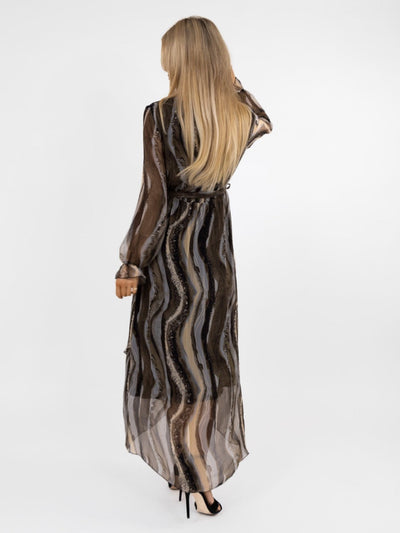 Kate & Pippa Portofino Silk Midi Dress In Grey-Nicola Ross