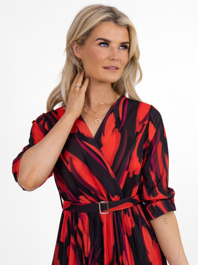 Kate & Pippa Positano Midi Dress In Black / Red-Nicola Ross