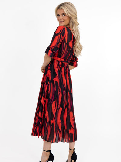 Kate & Pippa Positano Midi Dress In Black / Red-Nicola Ross