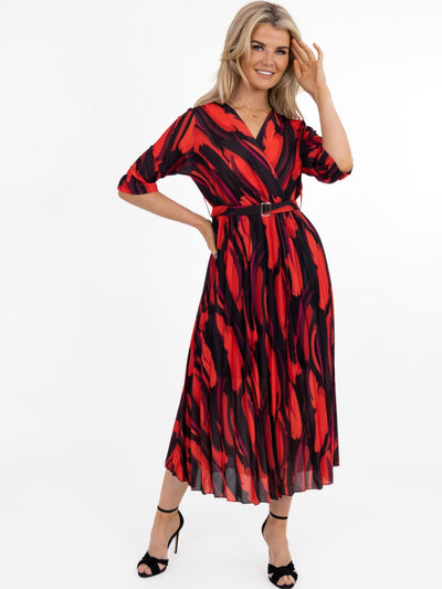 Kate & Pippa Positano Midi Dress In Black / Red-Nicola Ross