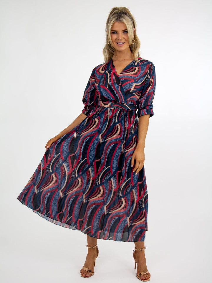 Kate & Pippa Positano Midi Dress In Black/Red Print-Nicola Ross