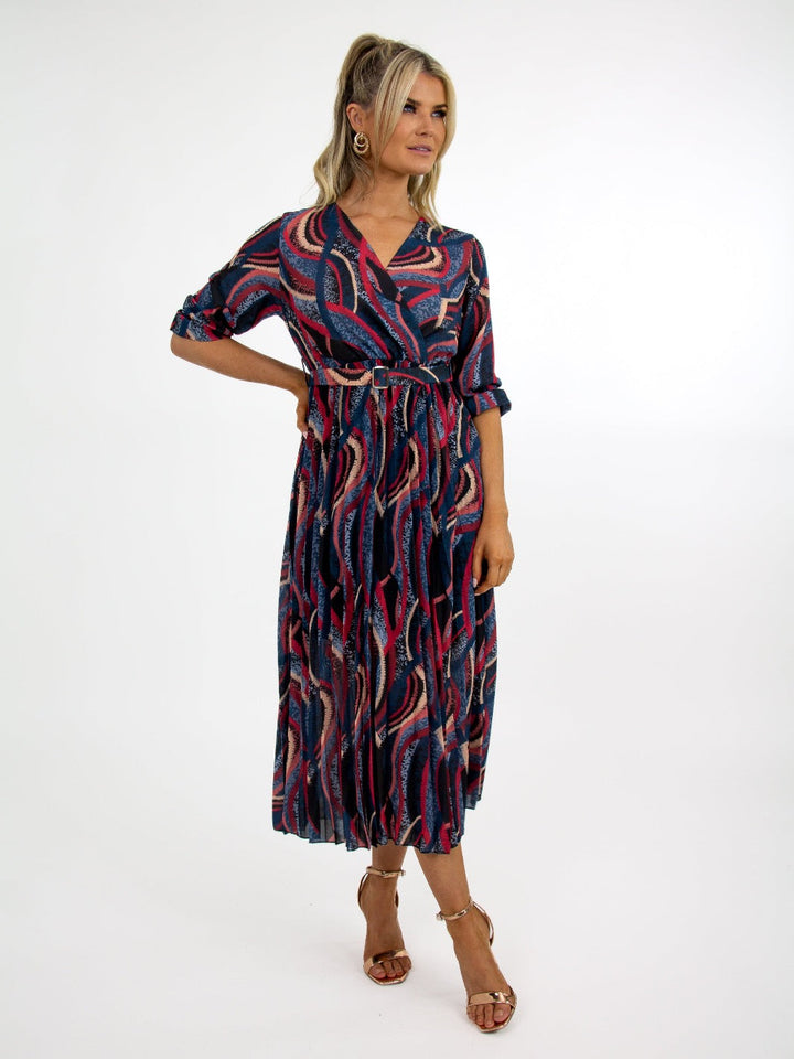 Kate & Pippa Positano Midi Dress In Black/Red Print-Nicola Ross