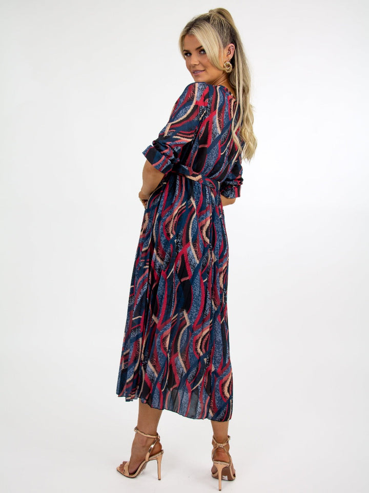 Kate & Pippa Positano Midi Dress In Black/Red Print-Nicola Ross